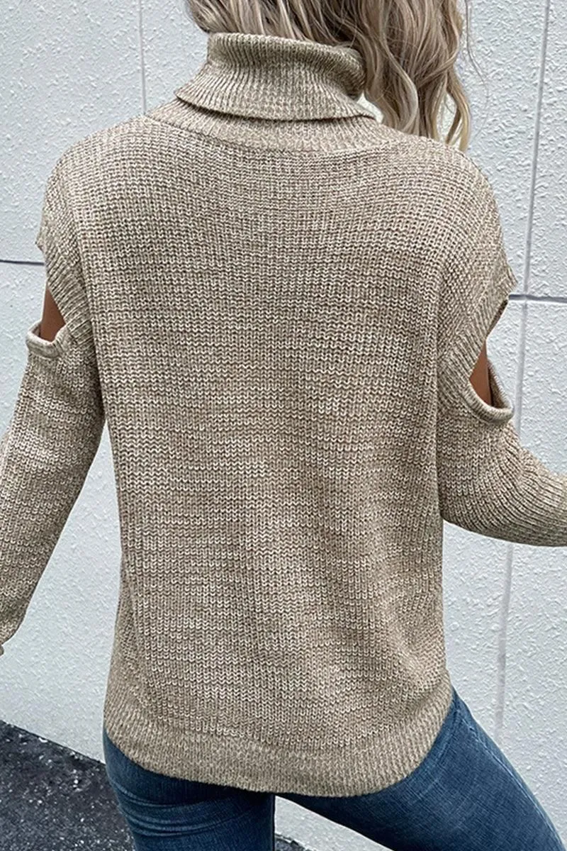 CUT OFF DETAILED TURTLE NECK SWATER