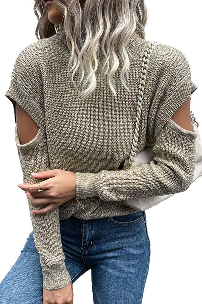 CUT OFF DETAILED TURTLE NECK SWATER