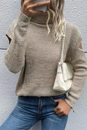 CUT OFF DETAILED TURTLE NECK SWATER