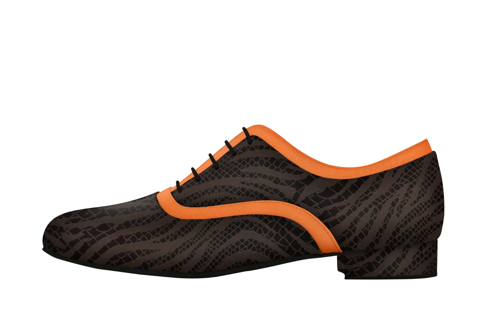 Dance Naturals 129 Casanova Men's Ballroom Shoe Available in Black Print/Orange Suede or Black Leather/Zebra Print