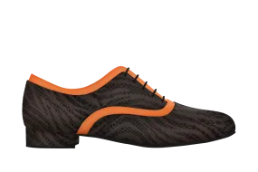 Dance Naturals 129 Casanova Men's Ballroom Shoe Available in Black Print/Orange Suede or Black Leather/Zebra Print