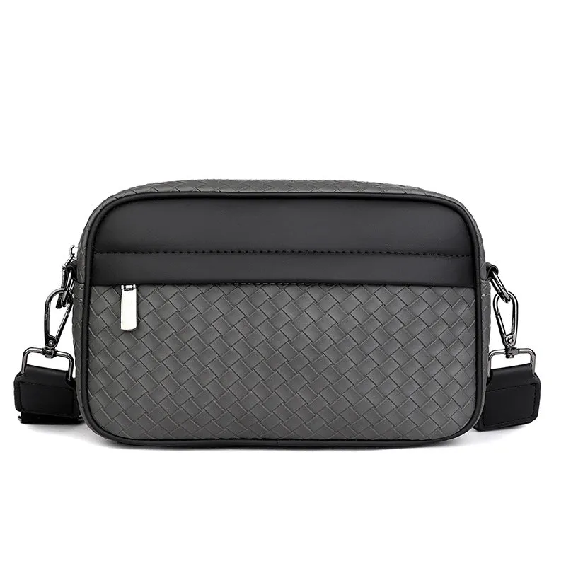 deanwangkt New Korean Weaving Shoulder Bag Horizontal Crossbody Bag Fashion Trend Small Casual Backpack Bag Sports Men's Bag Wholesale