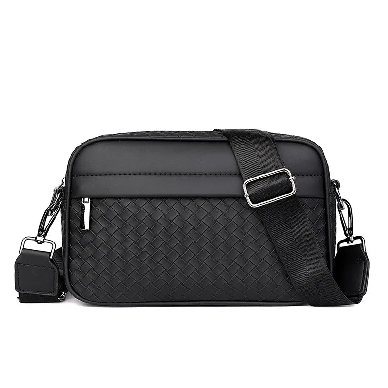 deanwangkt New Korean Weaving Shoulder Bag Horizontal Crossbody Bag Fashion Trend Small Casual Backpack Bag Sports Men's Bag Wholesale