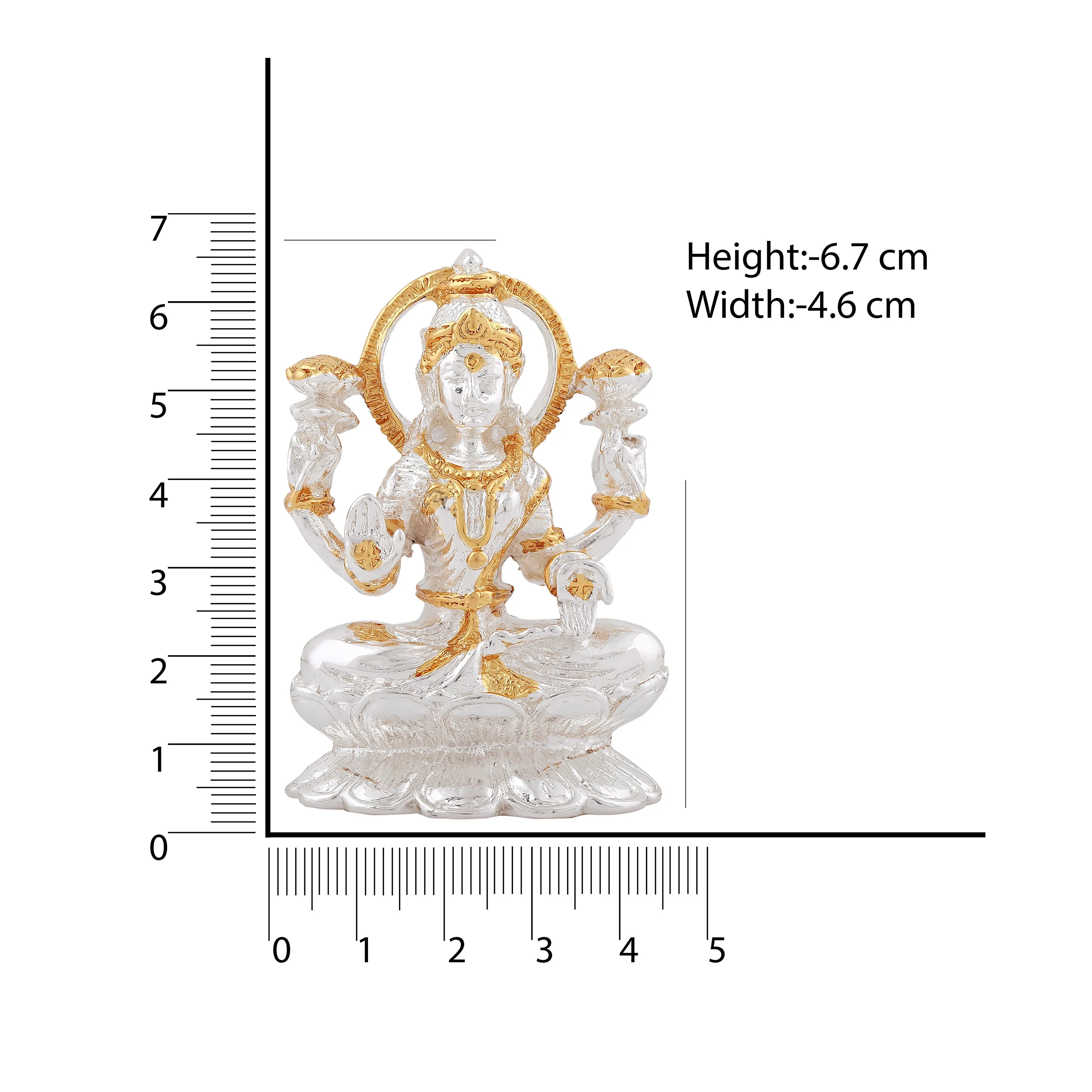 Estele Gold & Rhodium goddess of wealth Laxmi Devi Idol on lotus for Pooja/Car decor.