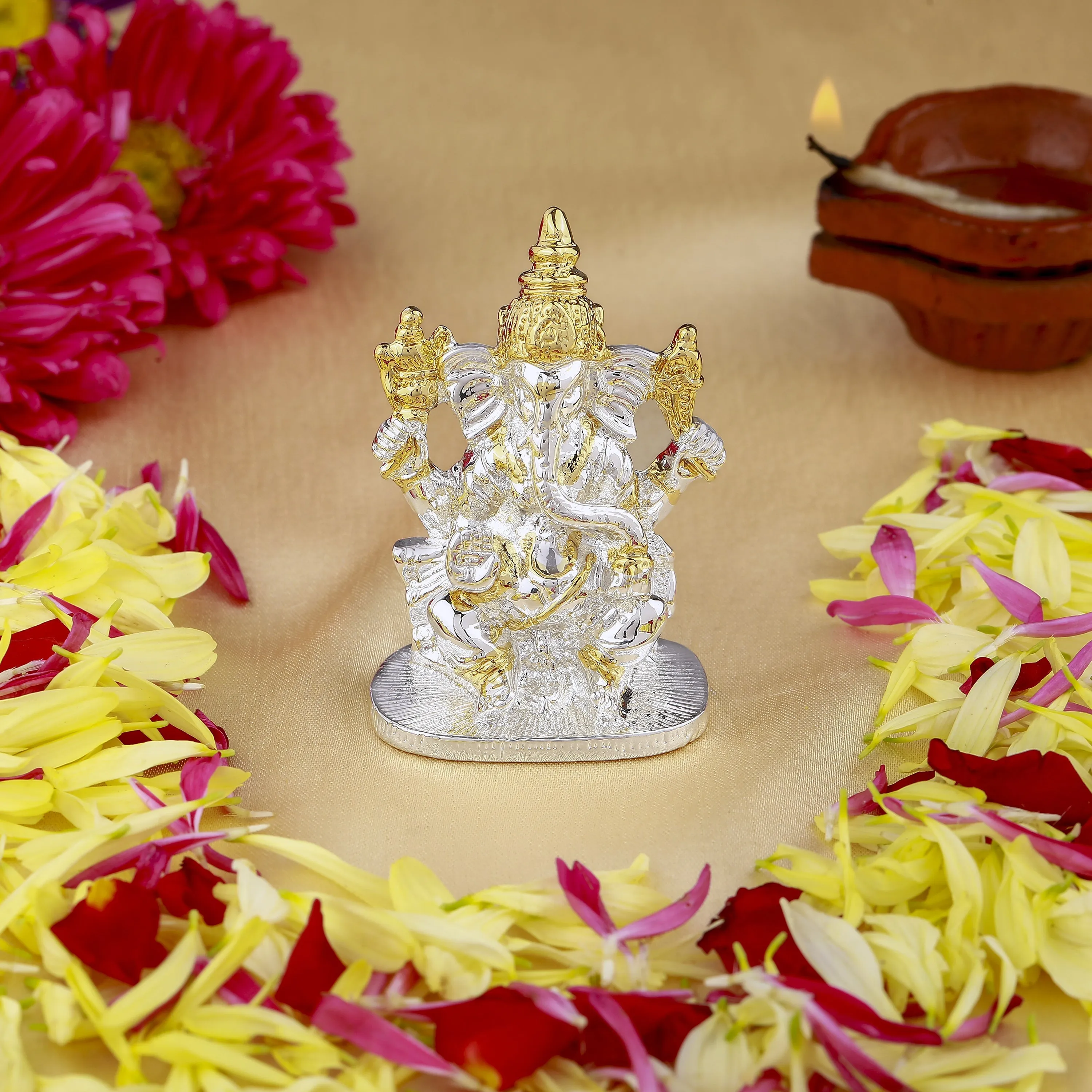 Estele Gold & Rhodium Plated Divine Ganesh Idol