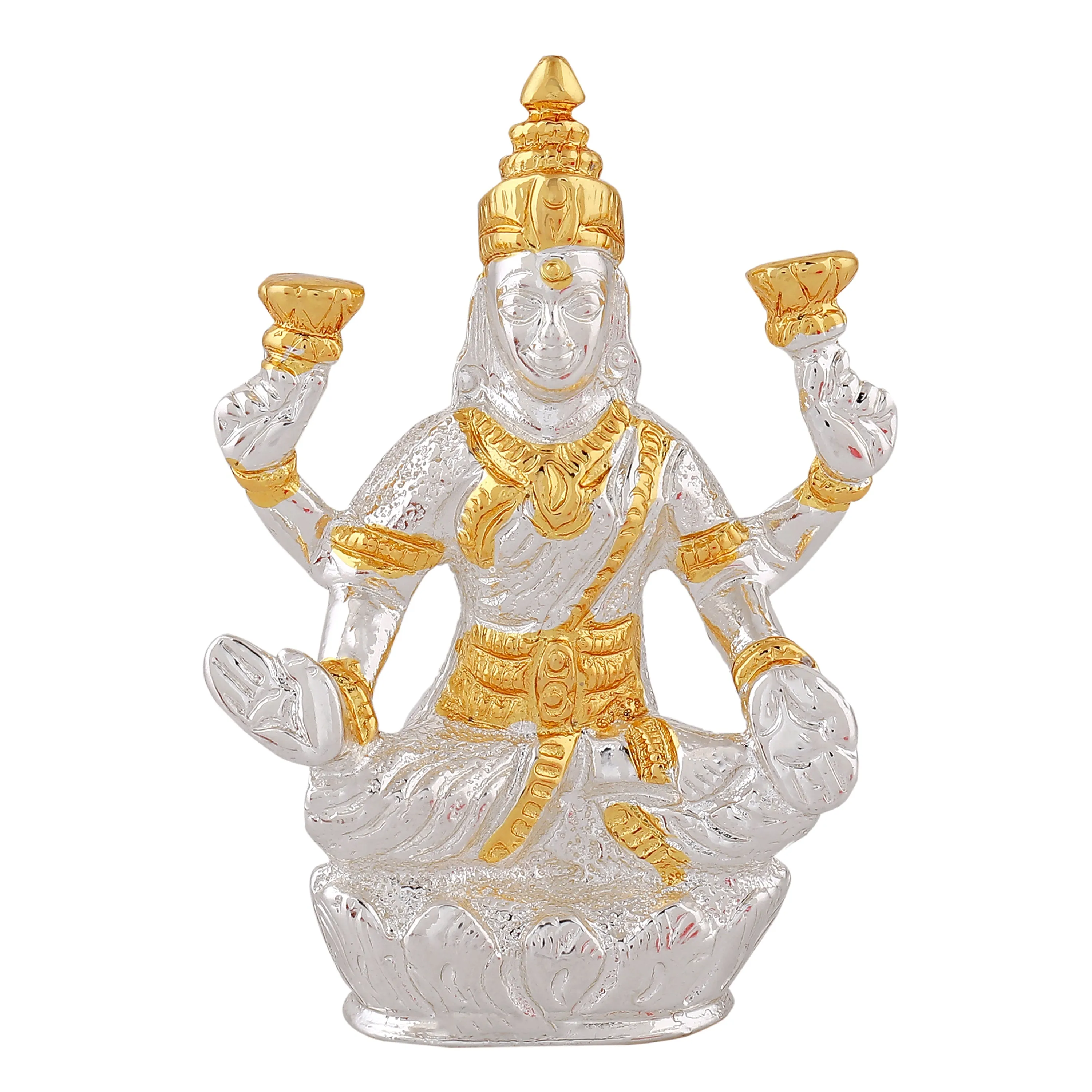 Estele Gold & Rhodium Plated Goddess Lakshmi Ji Idol