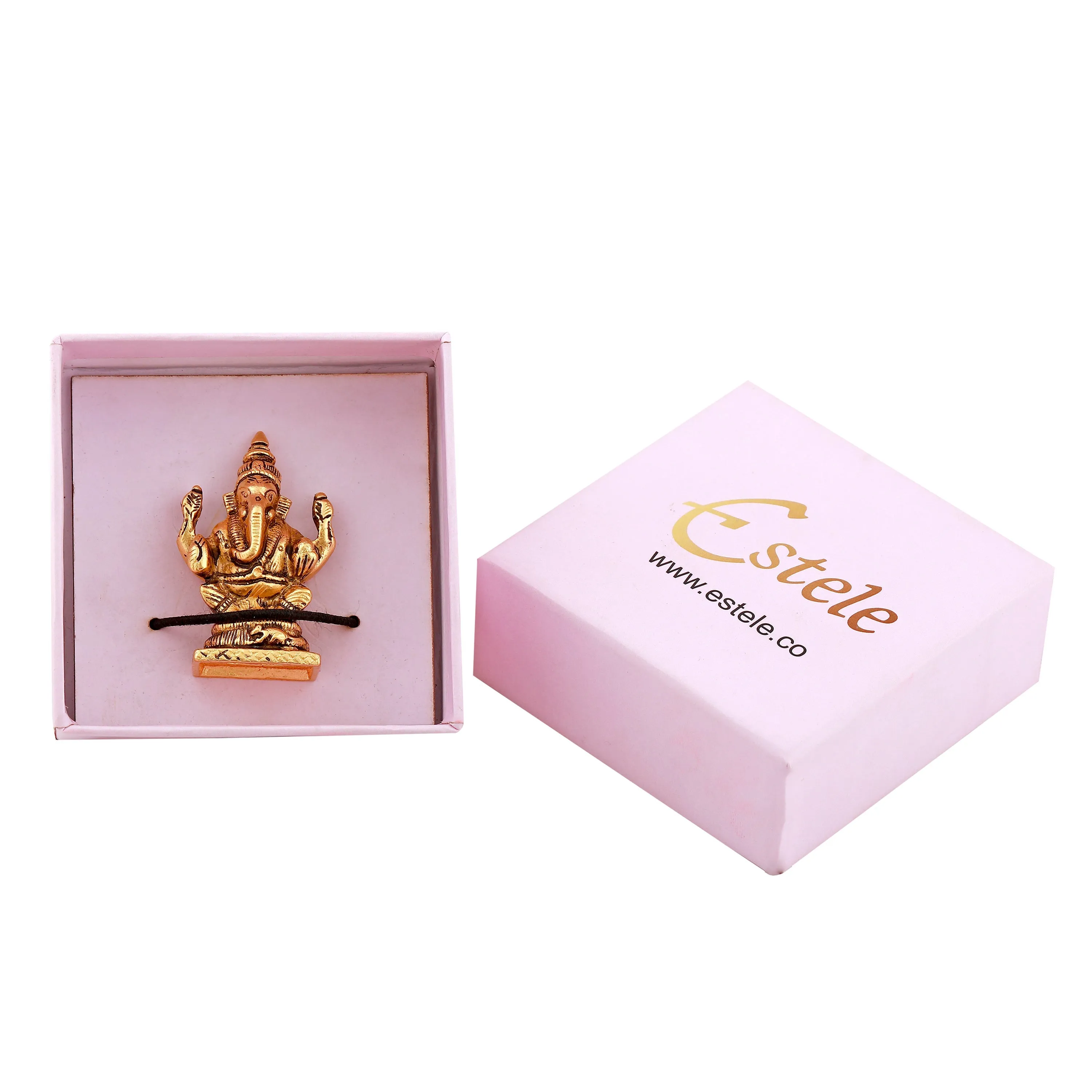 Estele Gold Plated Antique God of Wisdom Lord Ganesh Idol for Home/Office Decors.