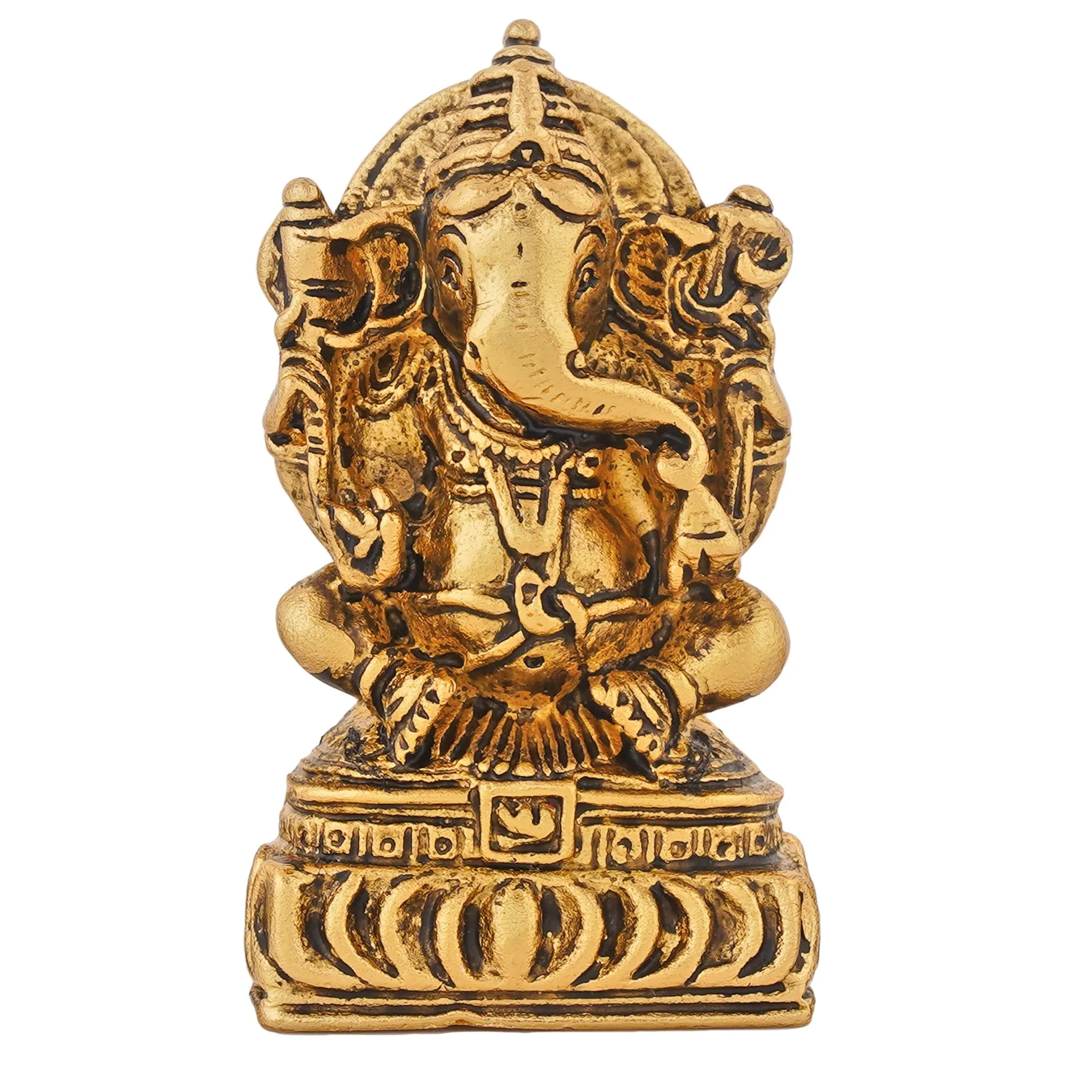 Estele Gold Plated Antique Spiritual Lord Ganesh Idol for Gifts & House Warming/Home/Office Decors.