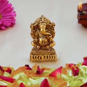 Estele Gold Plated Antique Spiritual Lord Ganesh Idol for Gifts & House Warming/Home/Office Decors.