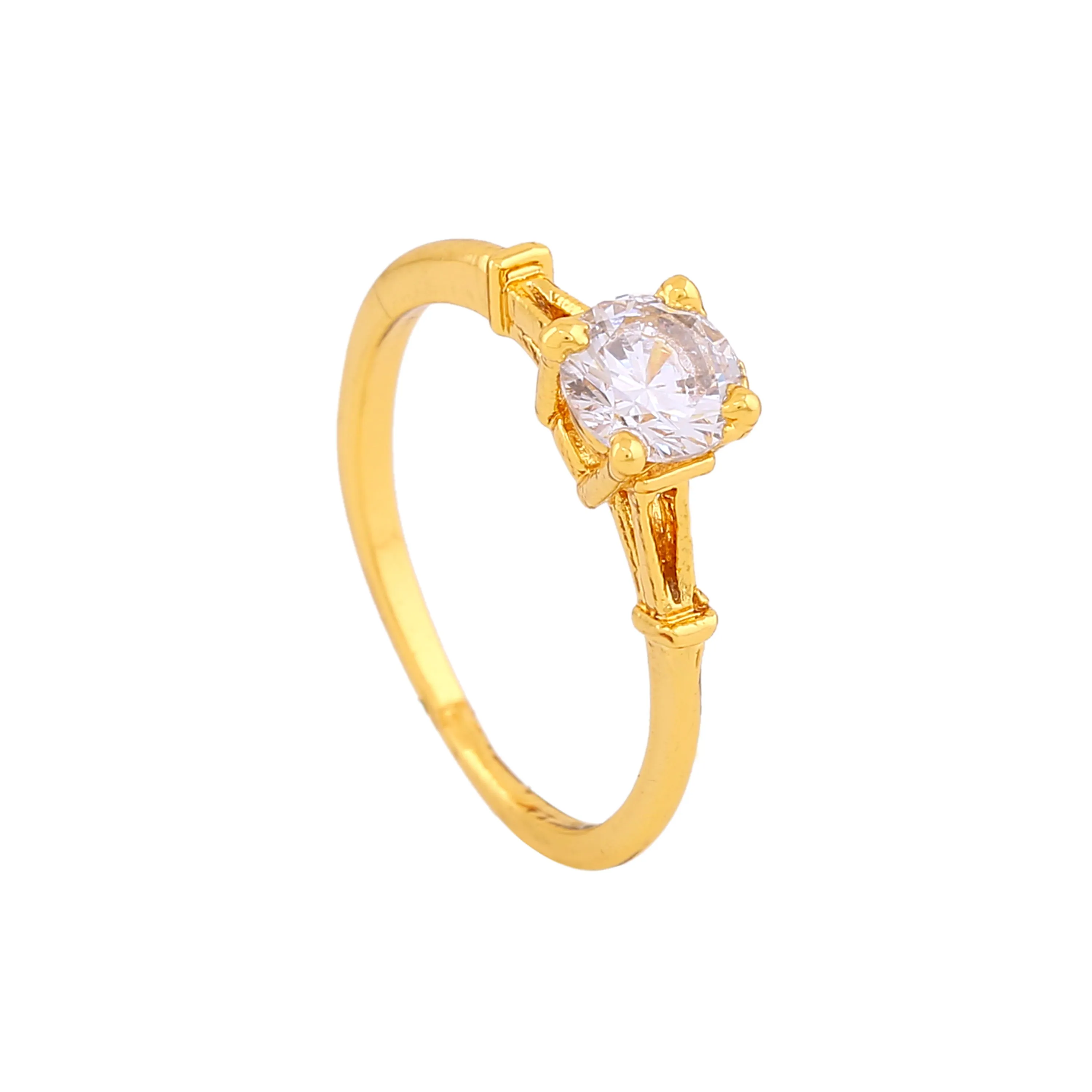 Estele Gold Plated CZ Enticing Solitaire Finger Ring for Women