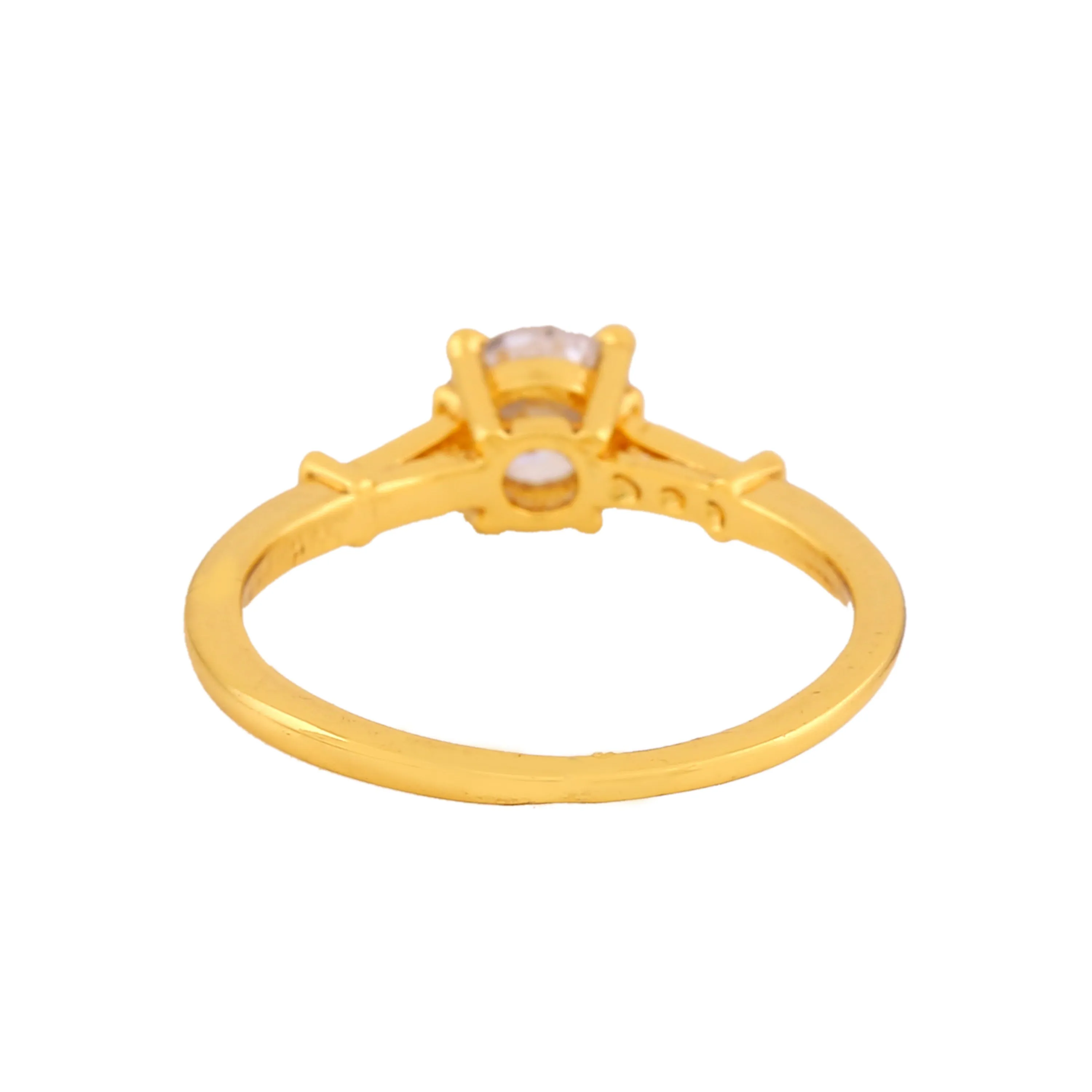 Estele Gold Plated CZ Enticing Solitaire Finger Ring for Women