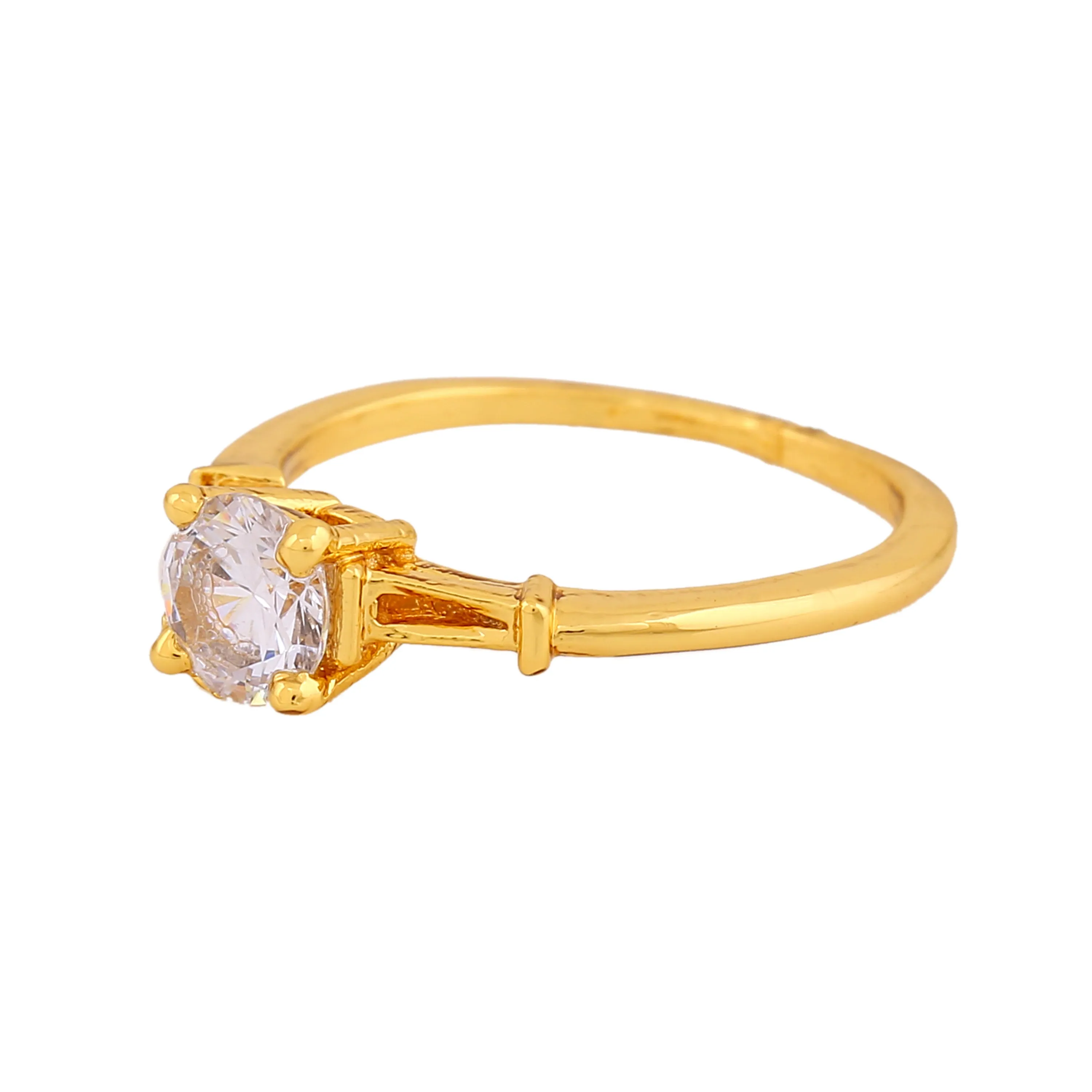 Estele Gold Plated CZ Enticing Solitaire Finger Ring for Women