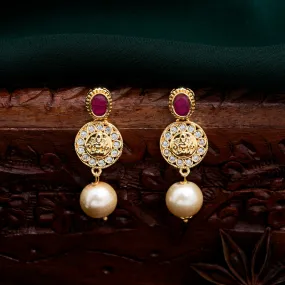 Estele Gold Plated CZ Fascinating Earrings with Pearl for Women