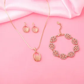 ESTELE - Rose Gold Earring, Pendant & Bracelet Combo