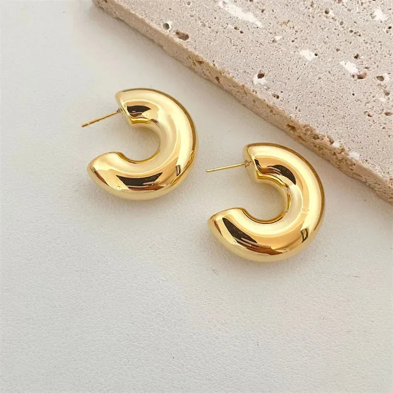 Exaggerate Big Round Circle Drop Women Dupes Chunky TearDrop Stainless Steel Earring