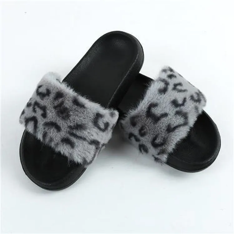 Fashion trend plush faux fur breathable luxury high quality fur slides slippers women