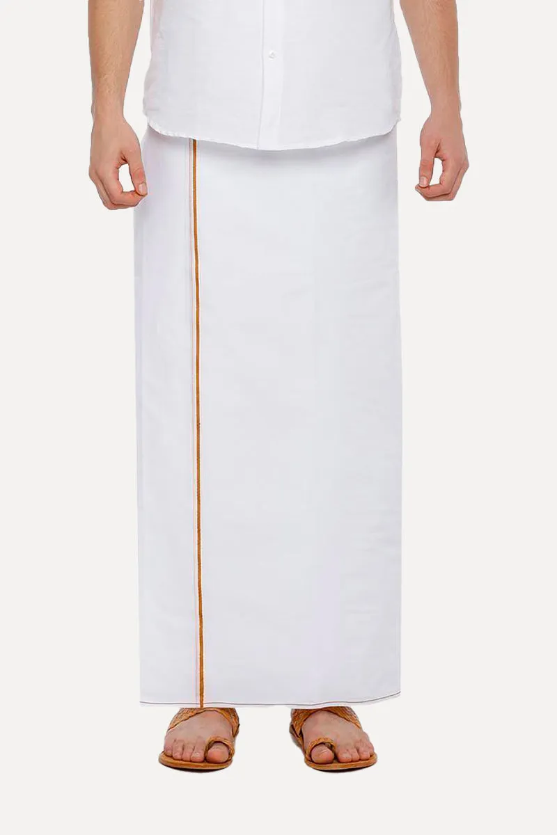 H2O-  Dark Yellow Double Dhoti With Small Border For Men | Uathayam