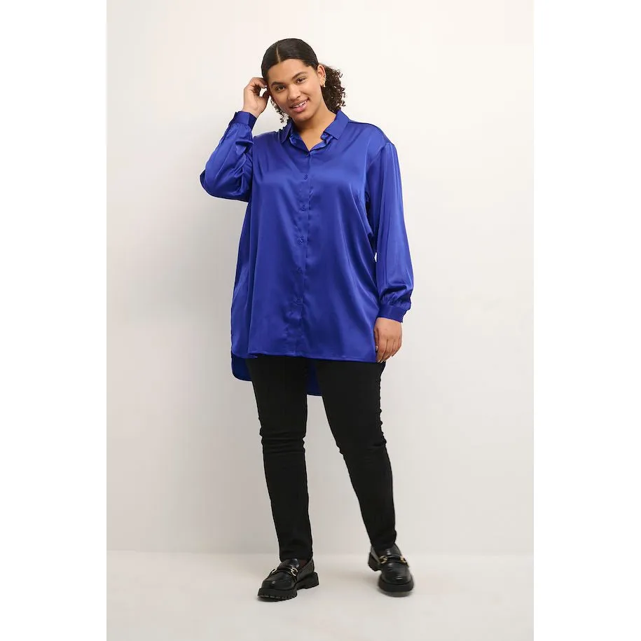 Kaffe Milla Long Shirt in Mazarine Blue