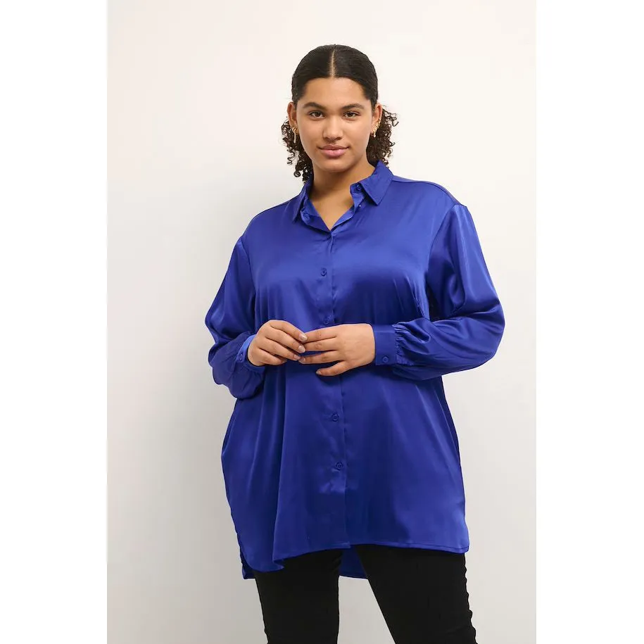 Kaffe Milla Long Shirt in Mazarine Blue