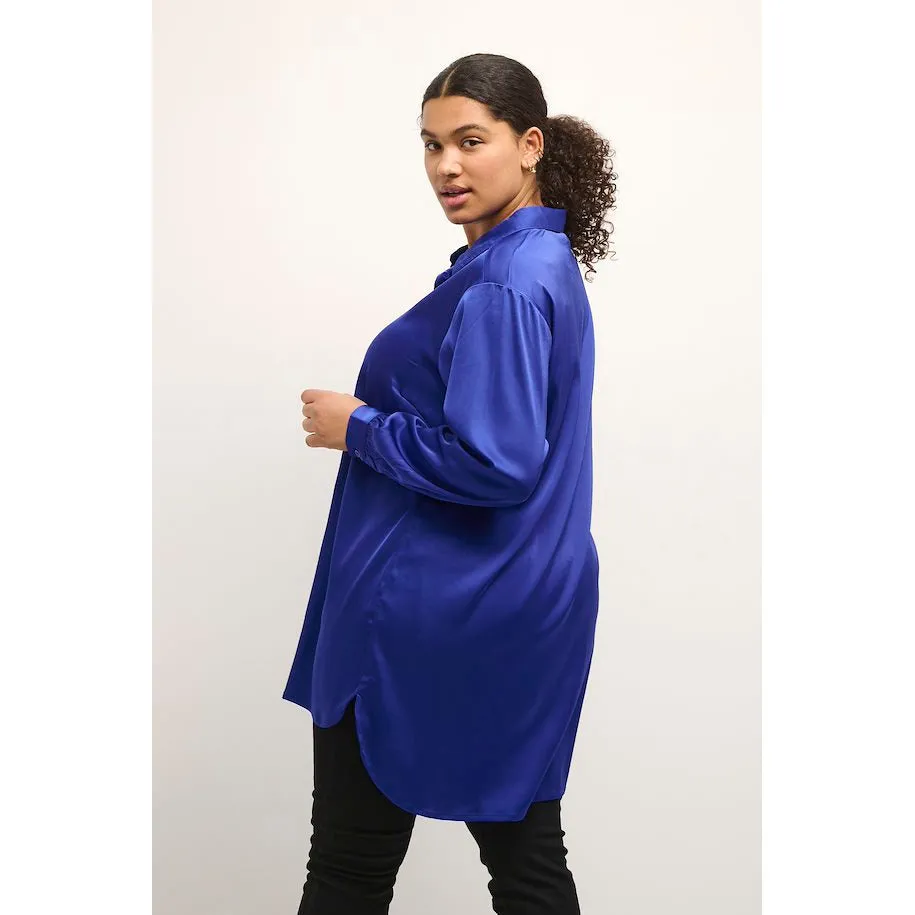 Kaffe Milla Long Shirt in Mazarine Blue