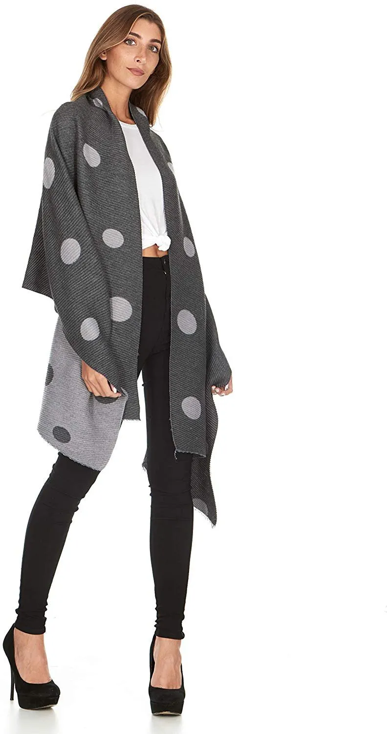 Laundry By Shelli Segal Women's Pleated Polka Dot Blanket Scarf Wrap Shawl Soft Warm Large Fall Winter Fashion Scarves for Ladies