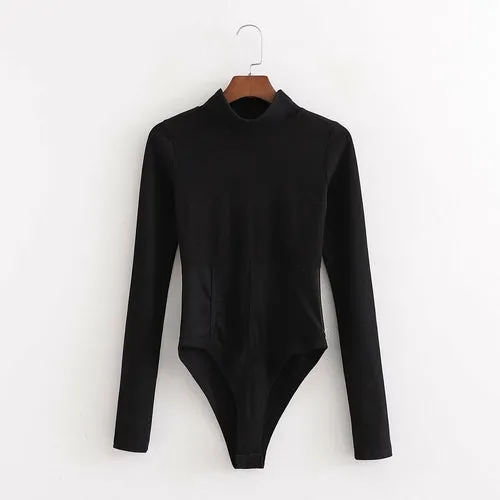 Long Sleeves Contrast Mesh Bodysuit