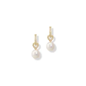 Octavia Earring Drops 18ct Yellow Gold - Pearl & Diamond