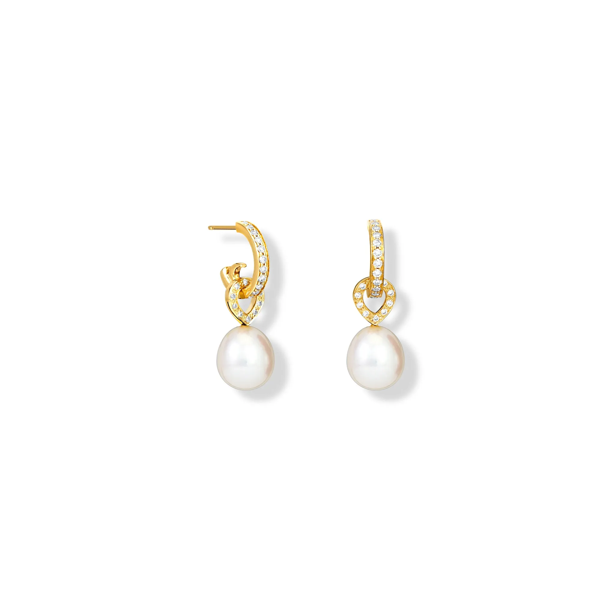 Octavia Earring Drops 18ct Yellow Gold - Pearl & Diamond