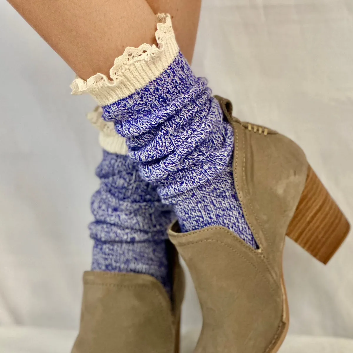 ORGANIC  lace boot socks - purple