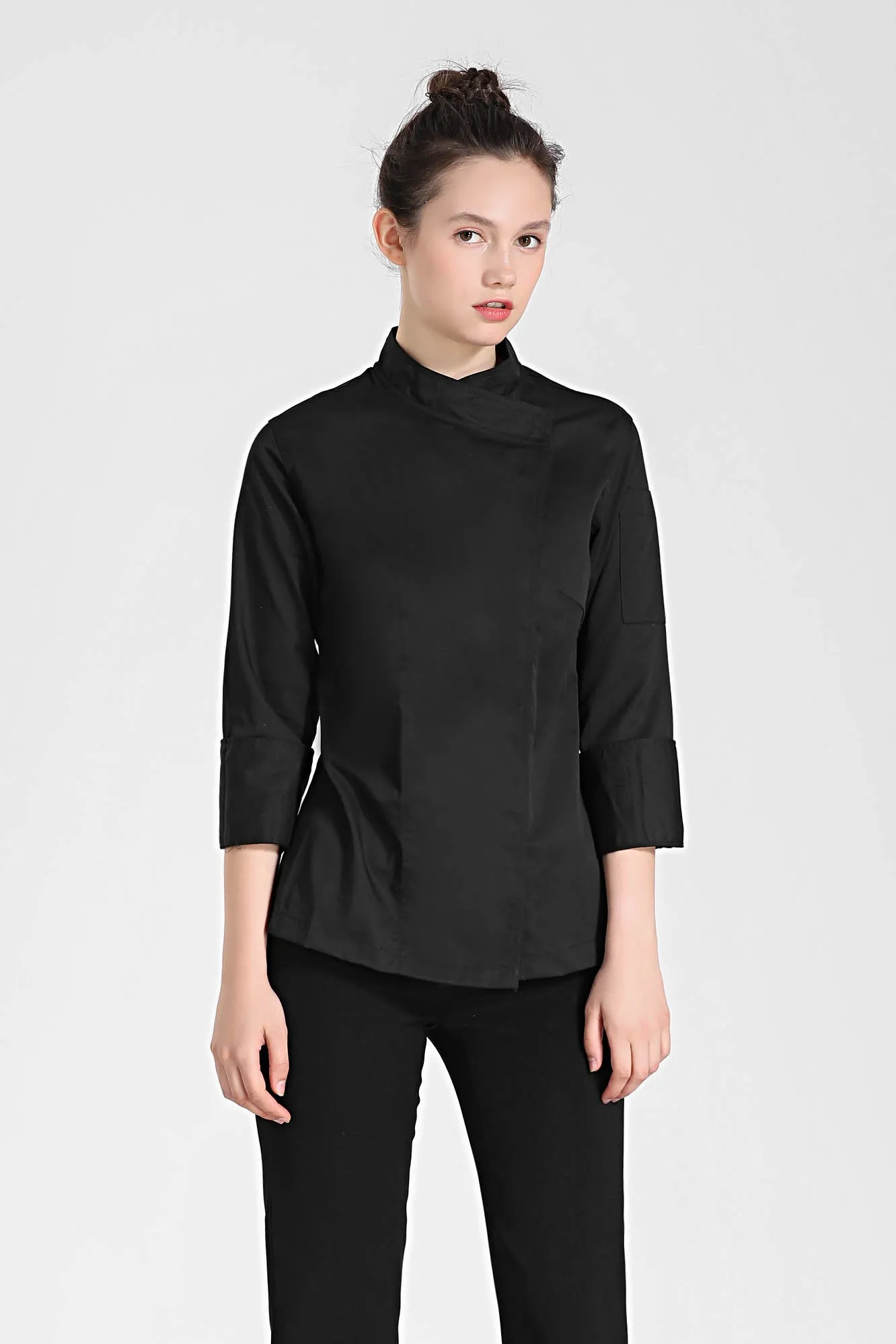 Rosemary Female Black Chef Jacket, Long Sleeve