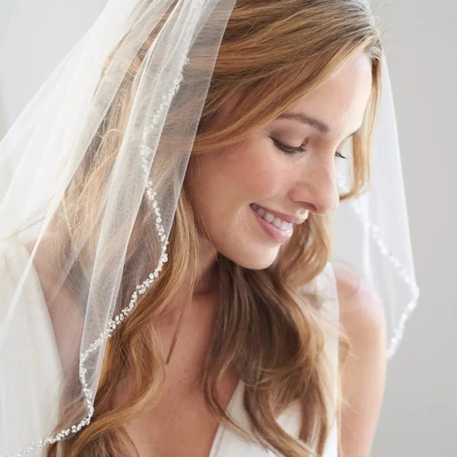 Sparkling Beaded Crystal Edge Wedding Veil