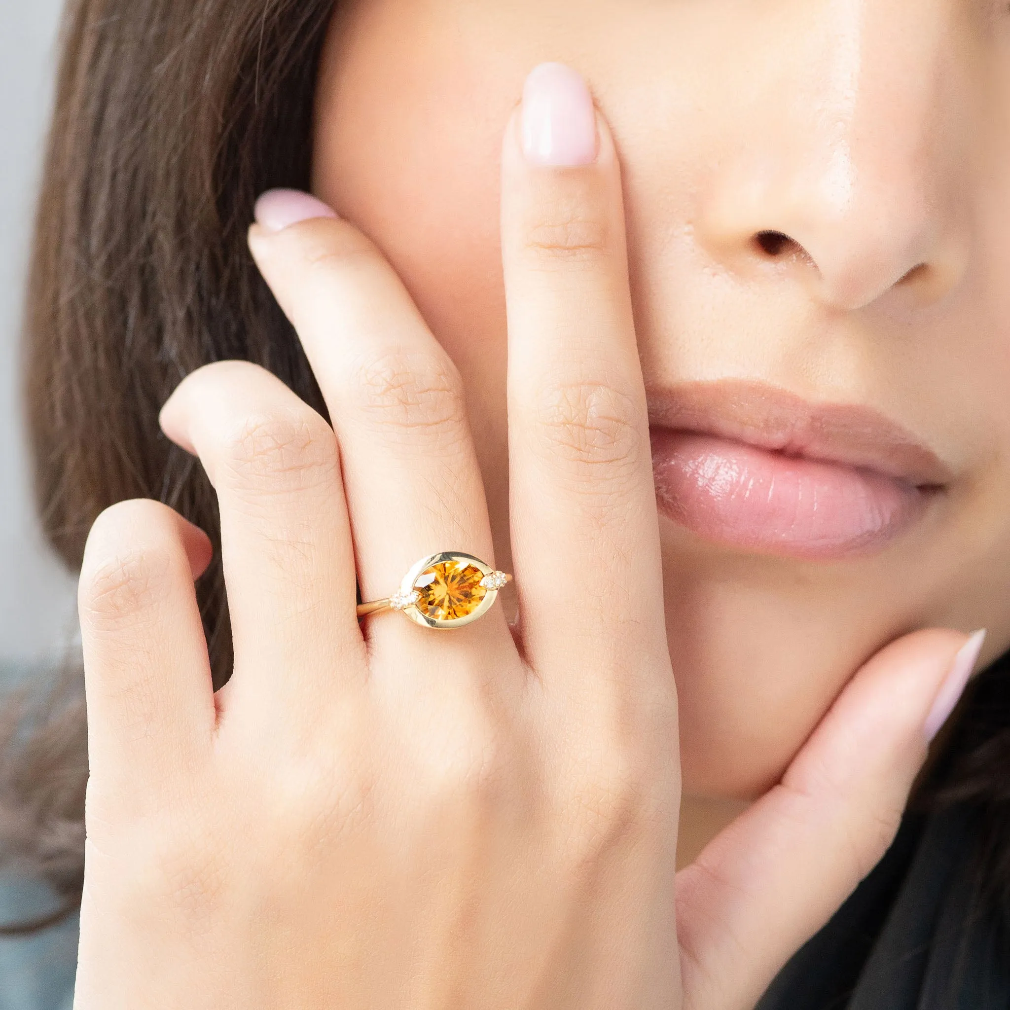 Special Edition Hessonite and Diamond Ring - Sold Out