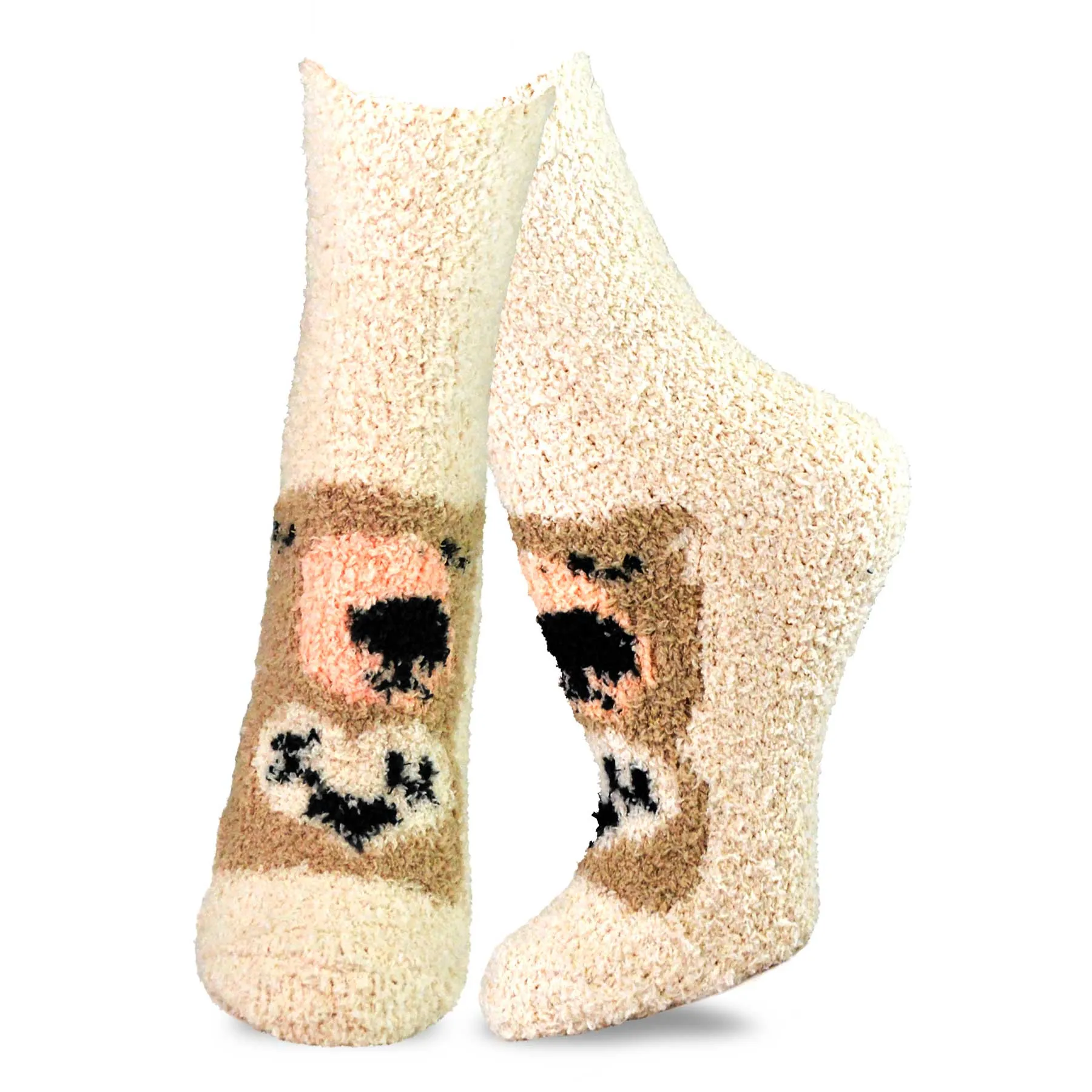 TeeHee Socks Women's Fuzzy Polyester Crew Animal 5-Pack (12014)