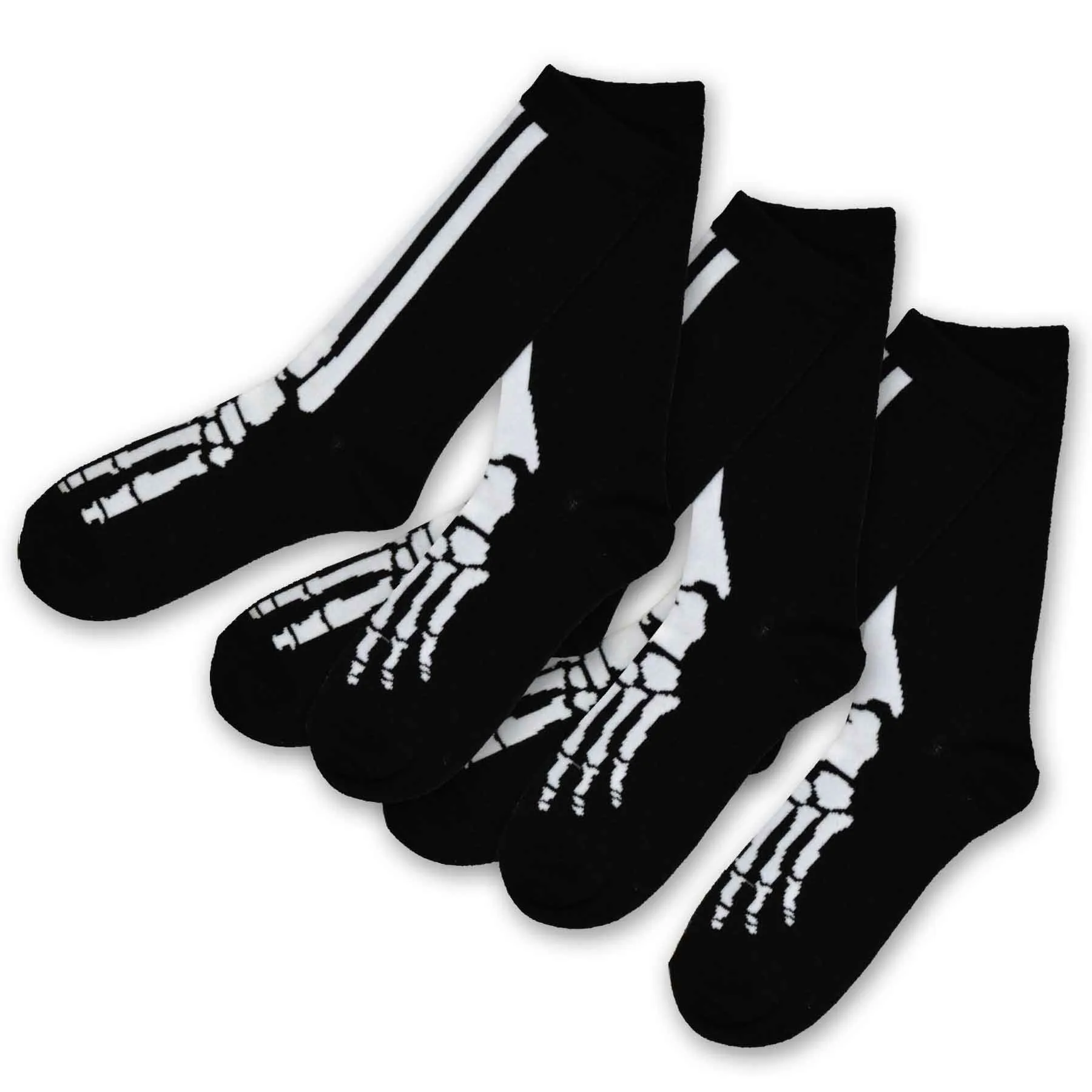 TeeHee Socks Women's Halloween Polyester Crew Bones 3-Pack (10563)