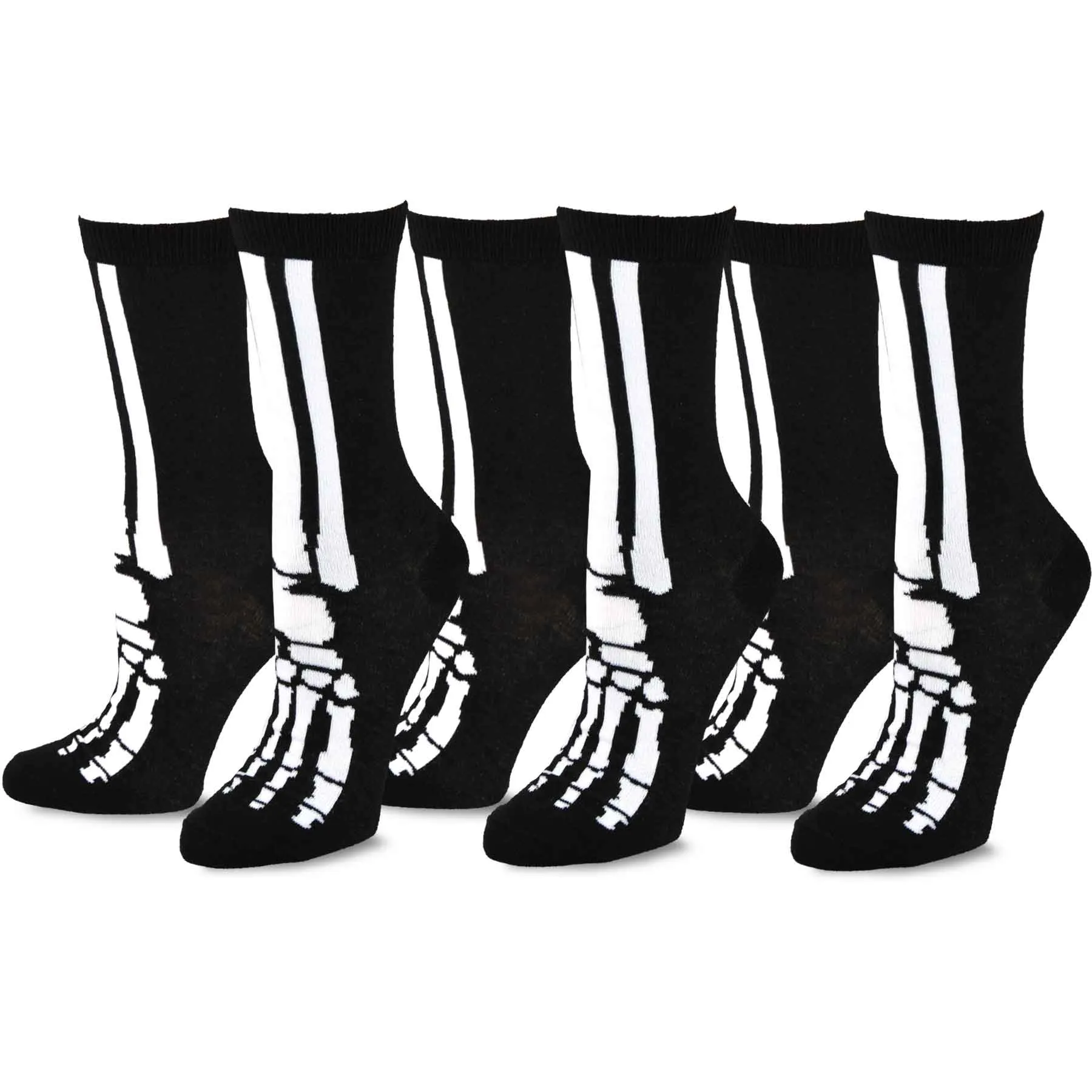 TeeHee Socks Women's Halloween Polyester Crew Bones 3-Pack (10563)