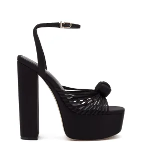 Valerie Platform Sandal In Black Satin