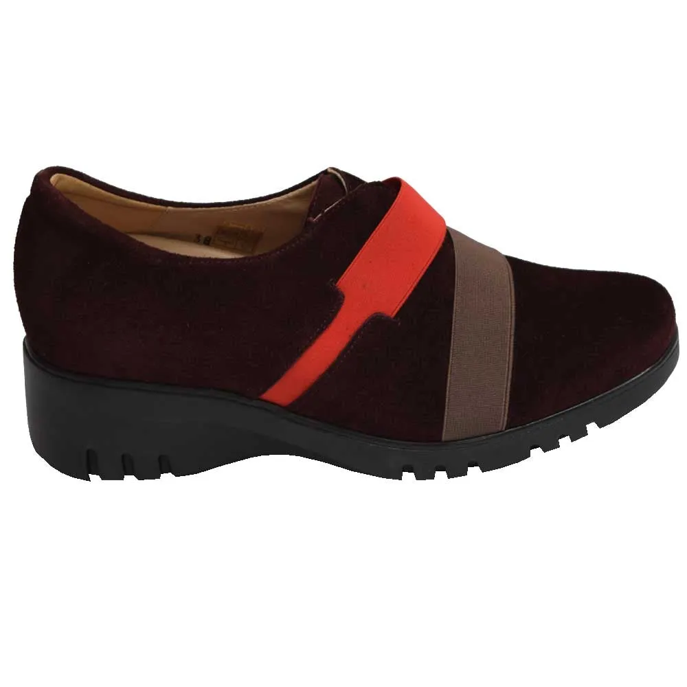 Wedge Slip On Suede Burgandy