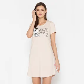 Women Cotton Sleepshirt - Wisper Pink