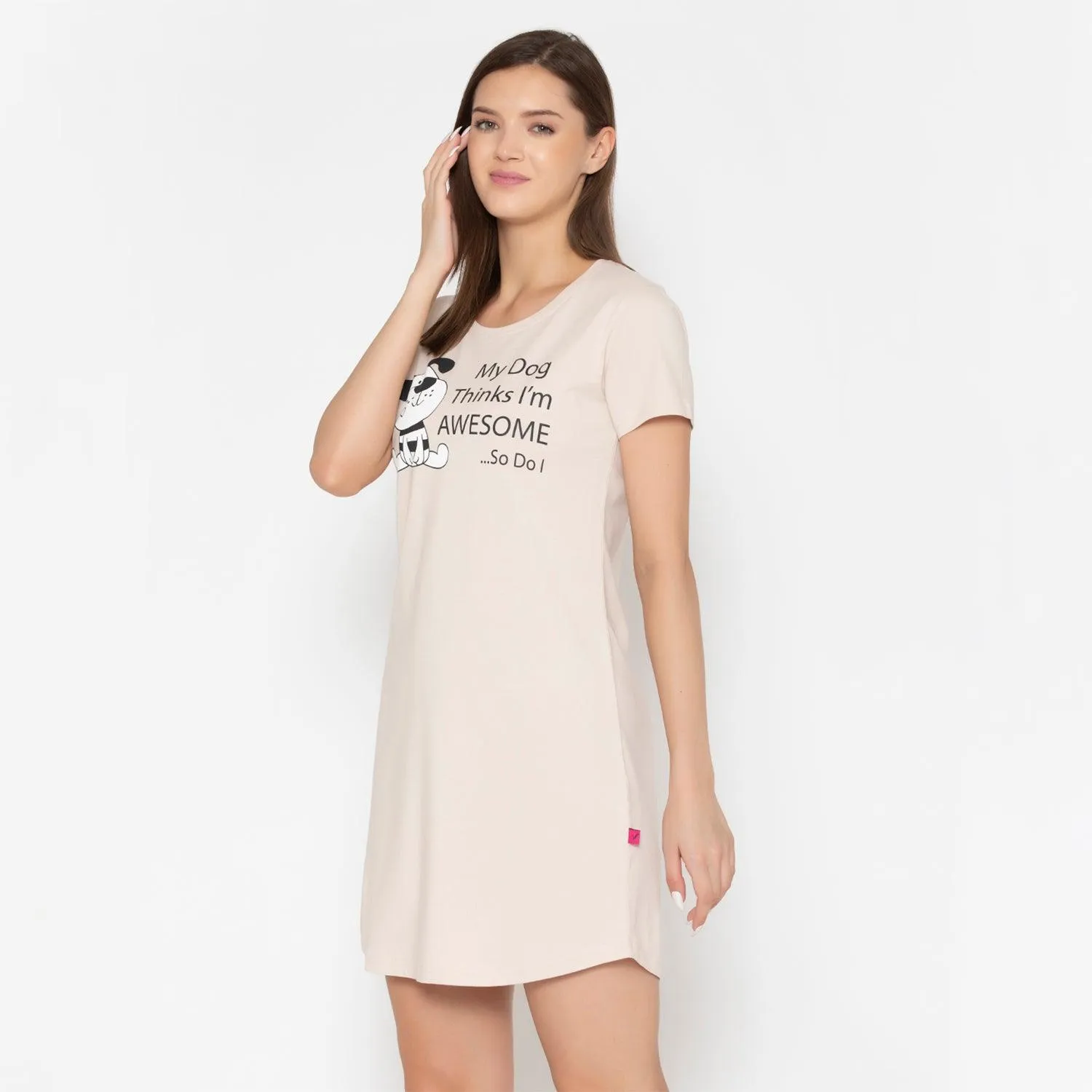 Women Cotton Sleepshirt - Wisper Pink