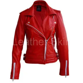 Women Red Leather Jacket