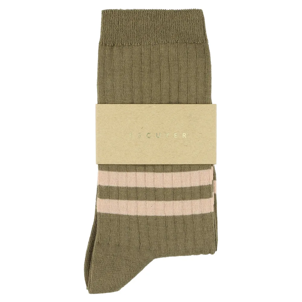 Women Stripes Khaki / Pink